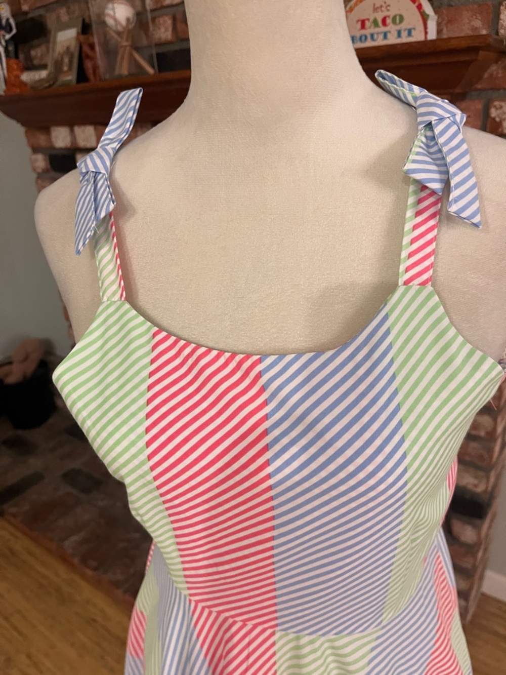 Habitual Girl Striped Sundress in Pink, Blue, and Lime - Picture 4 of 7